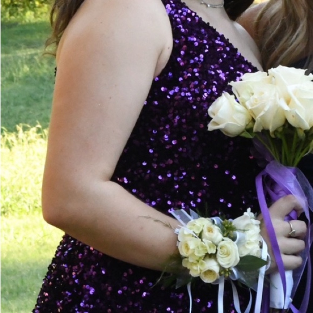 Sherri Hill Homecoming Purple A-Line Sequin Dress Size 12